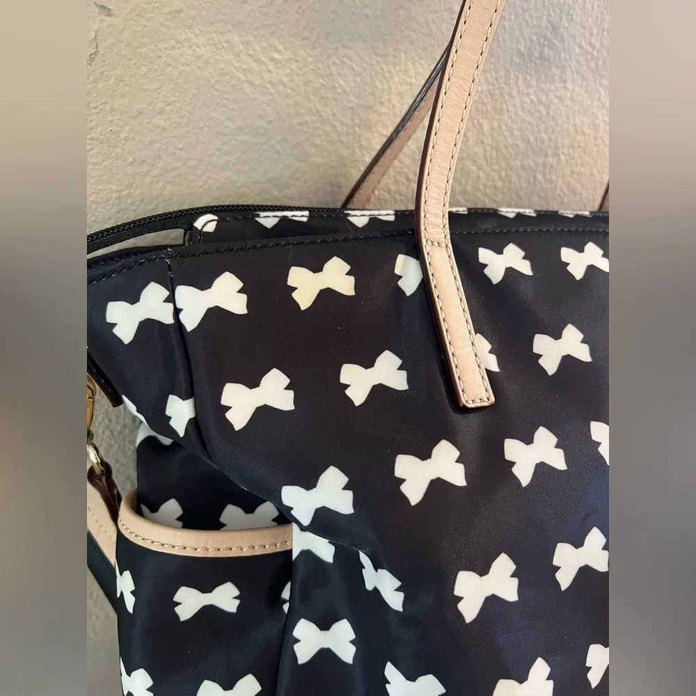 Kate Spade Black and White Baby Bag with Bow Pattern